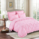 5 Piece Romantic Princess Pintuck Comforter Set - 100% Brushed Microfiber Bedding Set With Ruffle Design - All Season Use Bed In A Bag